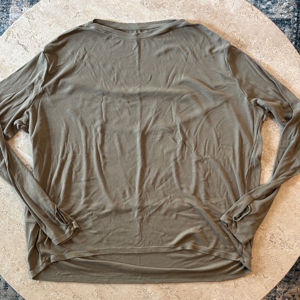 ZYIA Active XXL women’s Olive ribbed Long Sleeve Top